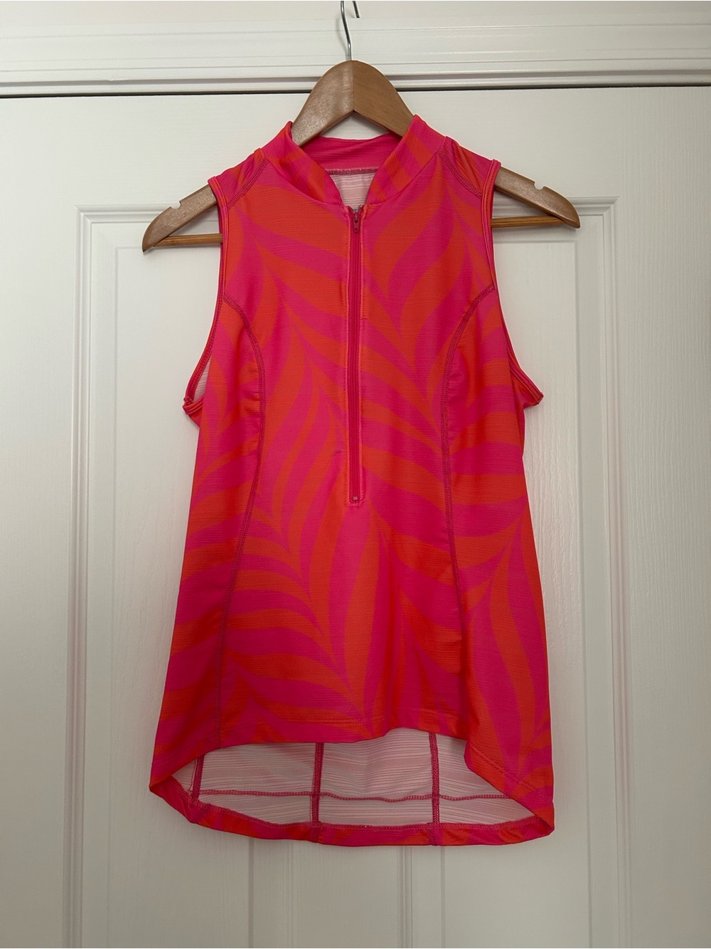 shebeest Zip-Front Sleeveless Cycling Jersey in Pink and Orange